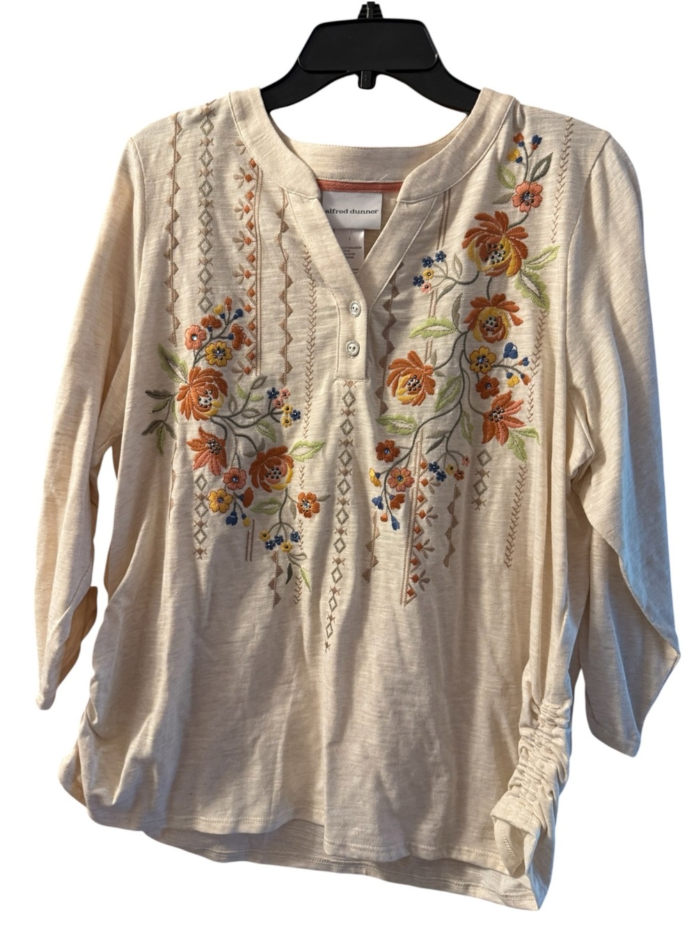 Alfred Dunner NWT Falling Floral Embroidered Henley Tunic- Scottsdale Group